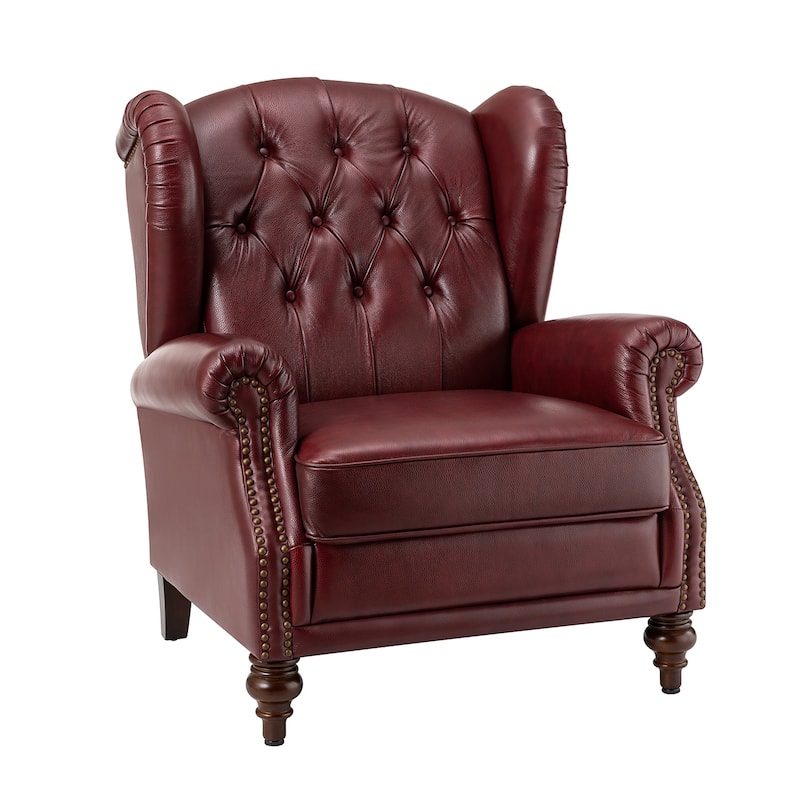 Alex Classic Leather Armchair with Nailhead Trim by HULALA HOME