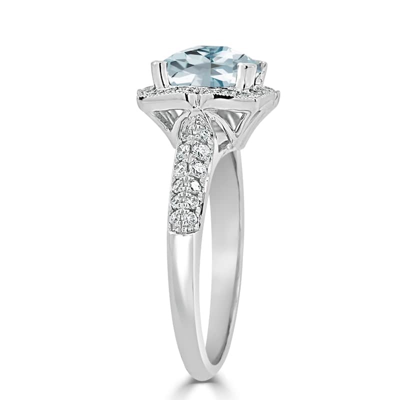 Auriya 3/4ct Fancy Cushion-cut Aquamarine Halo Diamond Engagement Ring 1/3ctw 14k Gold