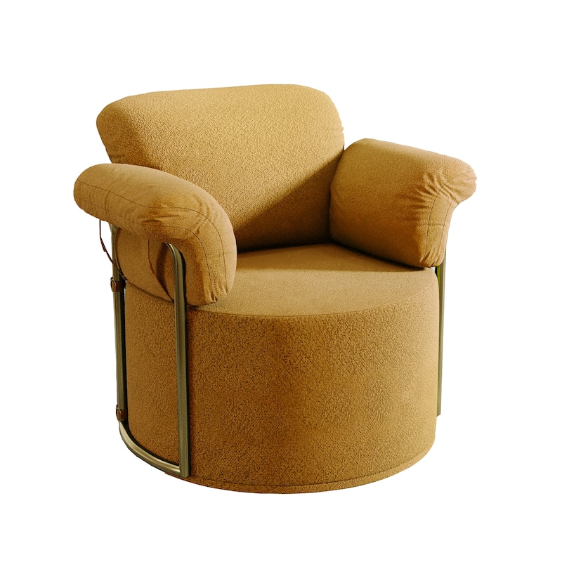 360 Degree Square Swivel Accent Sofa Chair,Fluffy Fabric Lounge Wide Upholstered Reading Chair