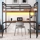preview thumbnail 4 of 11, Black Full Metal Loft Bed with LED Lights, Desk, and Built-In Charging Station