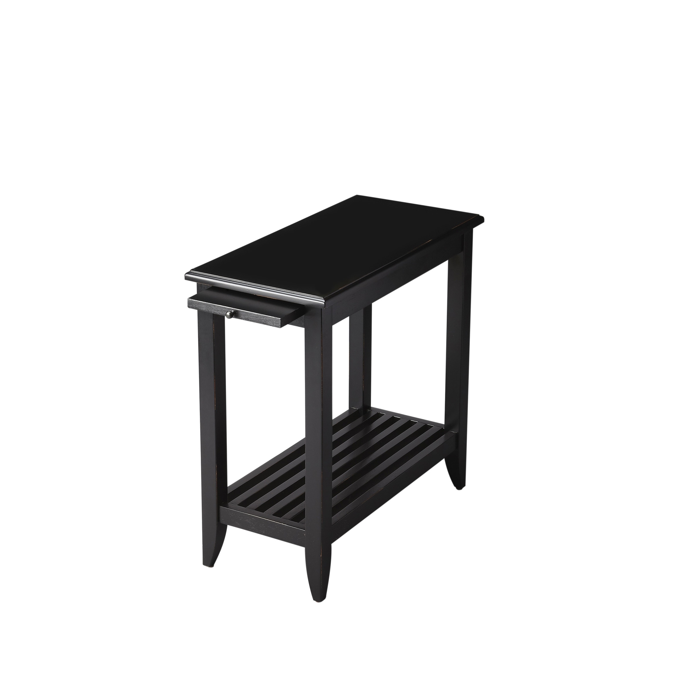 HomeRoots 24" Black Rectangular End Table With Shelf - 30