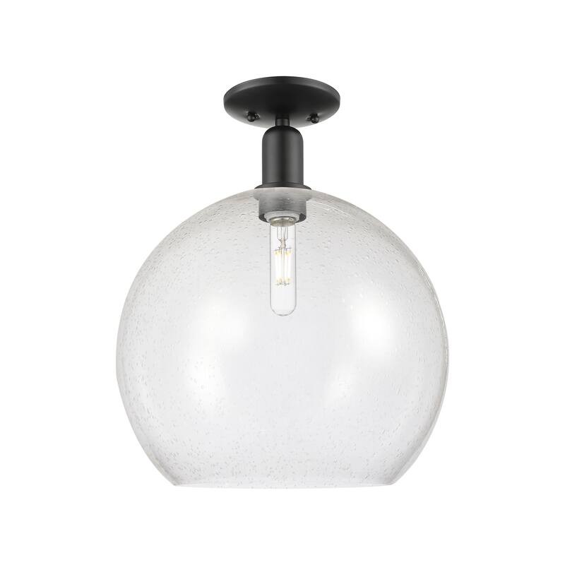 Innovations Lighting Endless Possibilities Arcadia - Athens - 1 Light 14" Semi-Flush Mount - Seedy/Matte Black