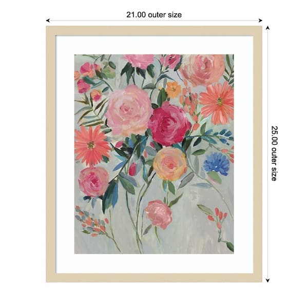 Happy Floral by Asia Jensen Wood Framed Wall Art Print - Svelte Natural ...