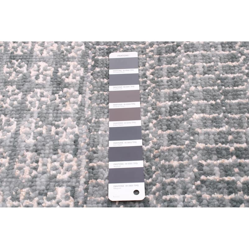 ECARPETGALLERY Hand-knotted Silk Shadow Dark Grey Wool Rug - 7'11 x 9'9