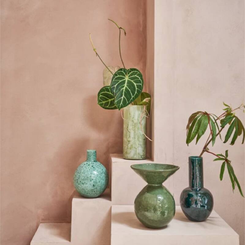 Handmade Ceramic Bulb Vase - 9.75" - Green