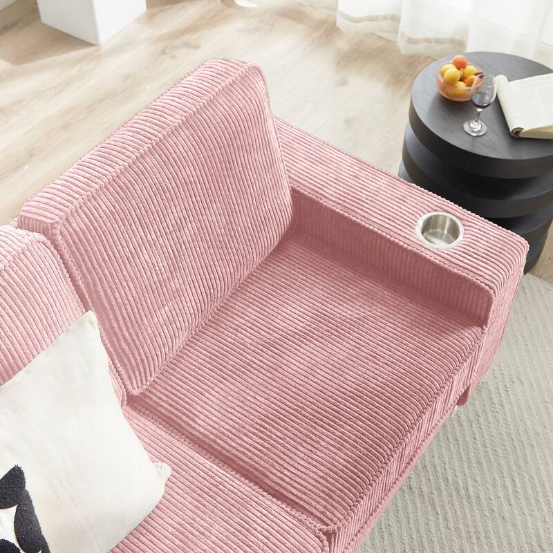 84" Corduroy 3-Seater Sofa, Modern Compressed Design for Multiple Rooms