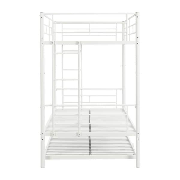 slide 2 of 6, Kid-Friendly Design Twin Over Twin Bunk Bed,Metal White