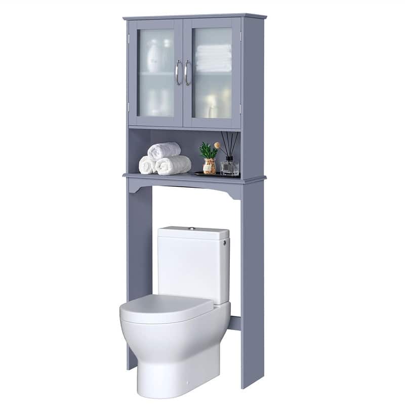 Over The Toilet Storage Cabinet - 9"D x 25"W x 66"H - Grey