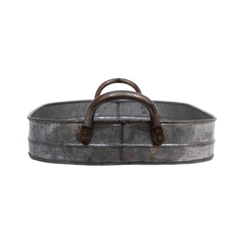 Galvanized Metal Tray with Handles