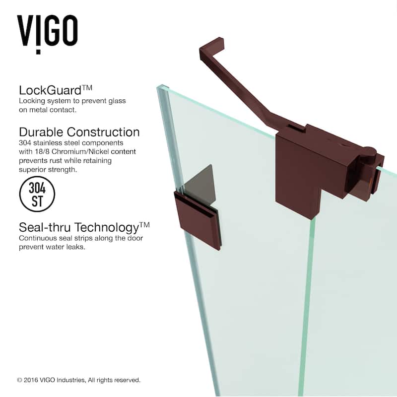 VIGO Pirouette Frameless Pivot Shower Door