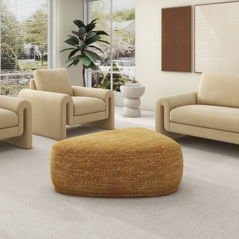Pebble 44" Rounded Triangle Cocktail Ottoman - Mustard Yellow Tweed