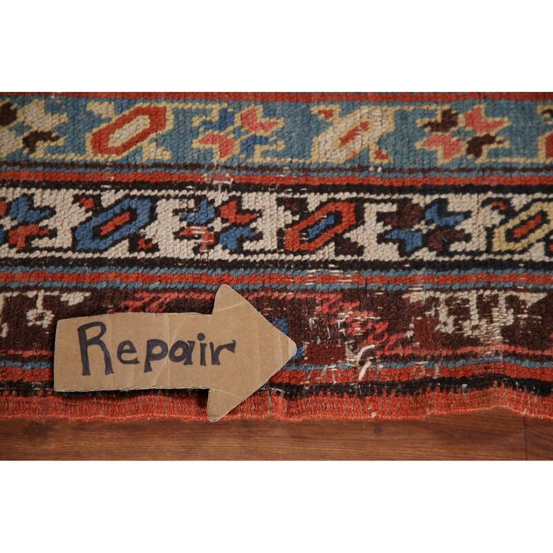 Red Antique Heriz Bakhshayesh Persian Runner Rug Handmade Wool Carpet - 3'3"x 15'8"