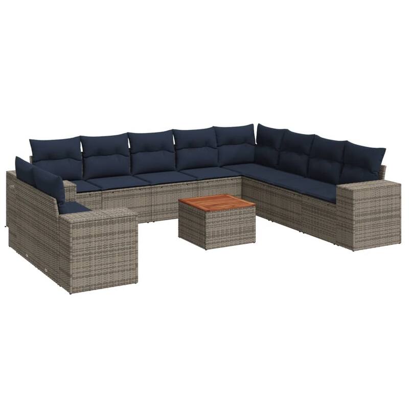vidaXL Patio Sofa Set with Cushions Outdoor Furniture 11 Piece Poly Rattan - 24.4x 24.4x 27.2