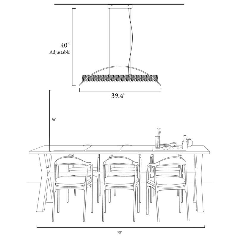 Modern Gold 1-Light LED Crystal Chandelier Island Pendant Lights for Kitchen Island - W 39.4" x H 3" x D 5"