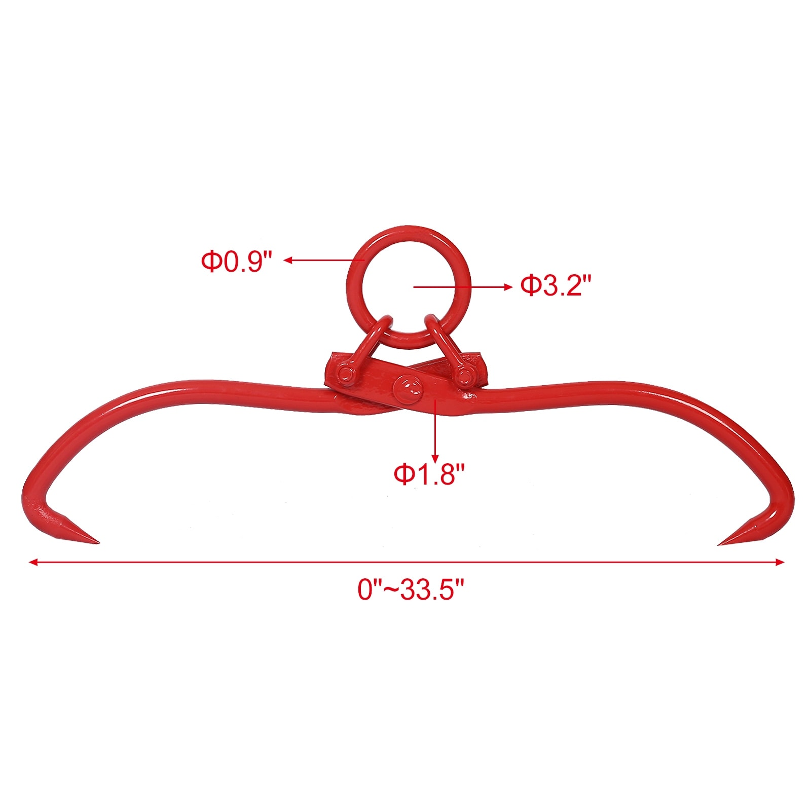 32 in. Red Carbon Steel Log Tongs Heavy Duty Grapple Timber Claw with Round  Ring - Bed Bath & Beyond - 37358175