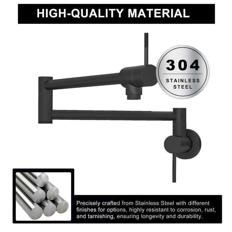Topcraft Pot Filler Wall Mount Folding Kitchen Faucet