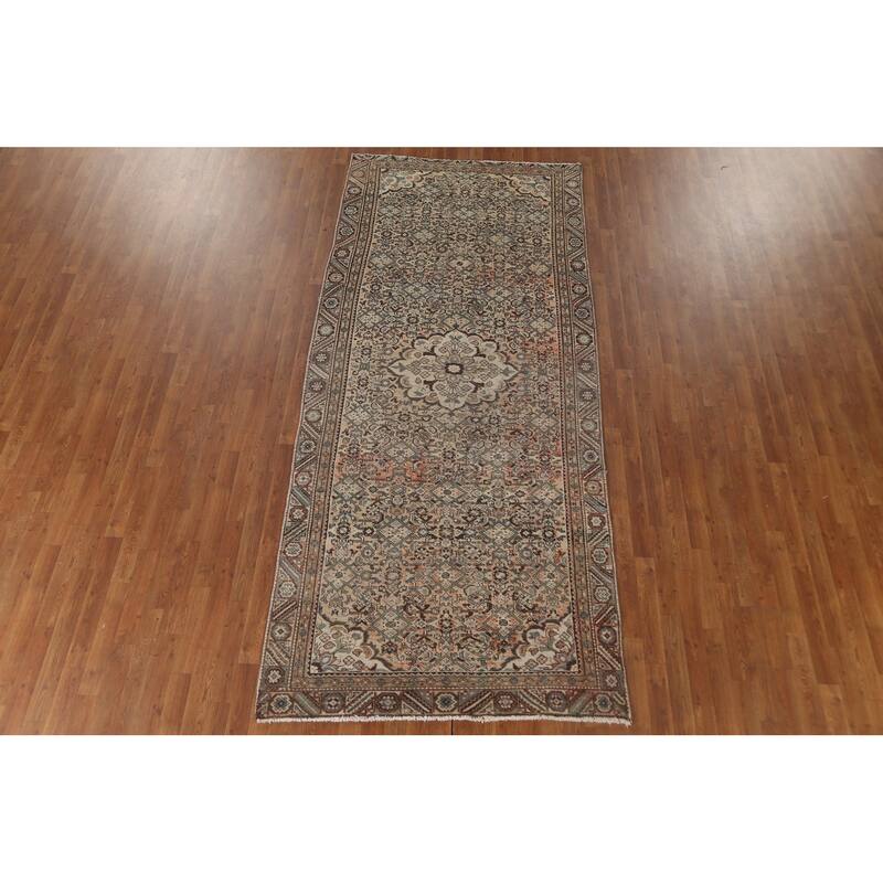 Hamedan Persian Vintage Area Rug Hand-Knotted Wool Carpet - 4'9" x 10'7"