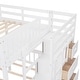 preview thumbnail 10 of 18, Wood Triple Bunk Bed with Drawers and Guardrails, White