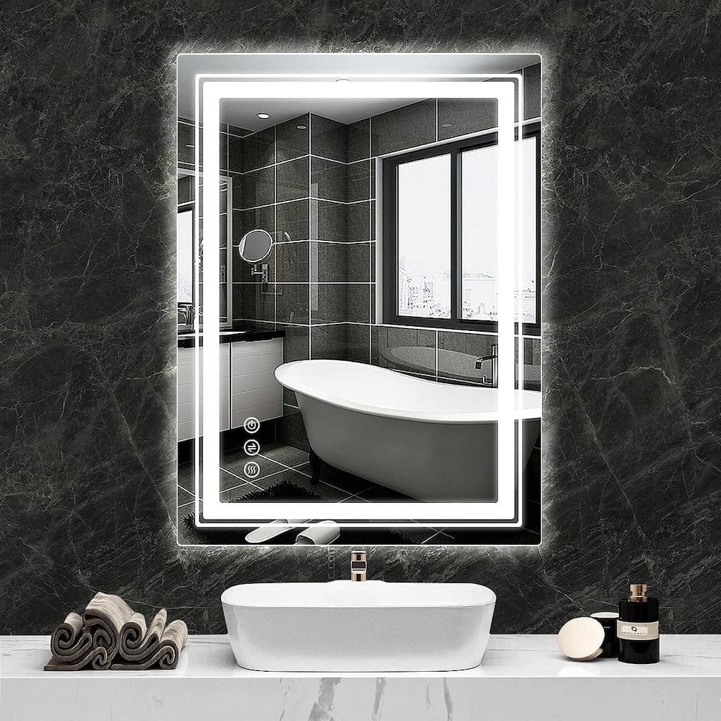 LED Bathroom Mirror, 24 x 32 LED Mirror for Bathroom with Lights, Lighted Wall Mirrors with Anti-Fog, Memory, Dimmable, 3 Colors