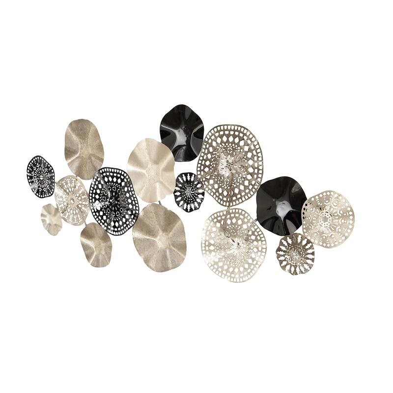 Metal Plate Textured Wall Decor with Black Accents - Silver - Roche River Decor