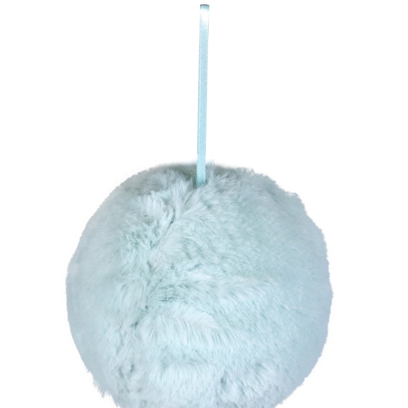4" Light Green Faux Fur Plush Ball Christmas Ornament
