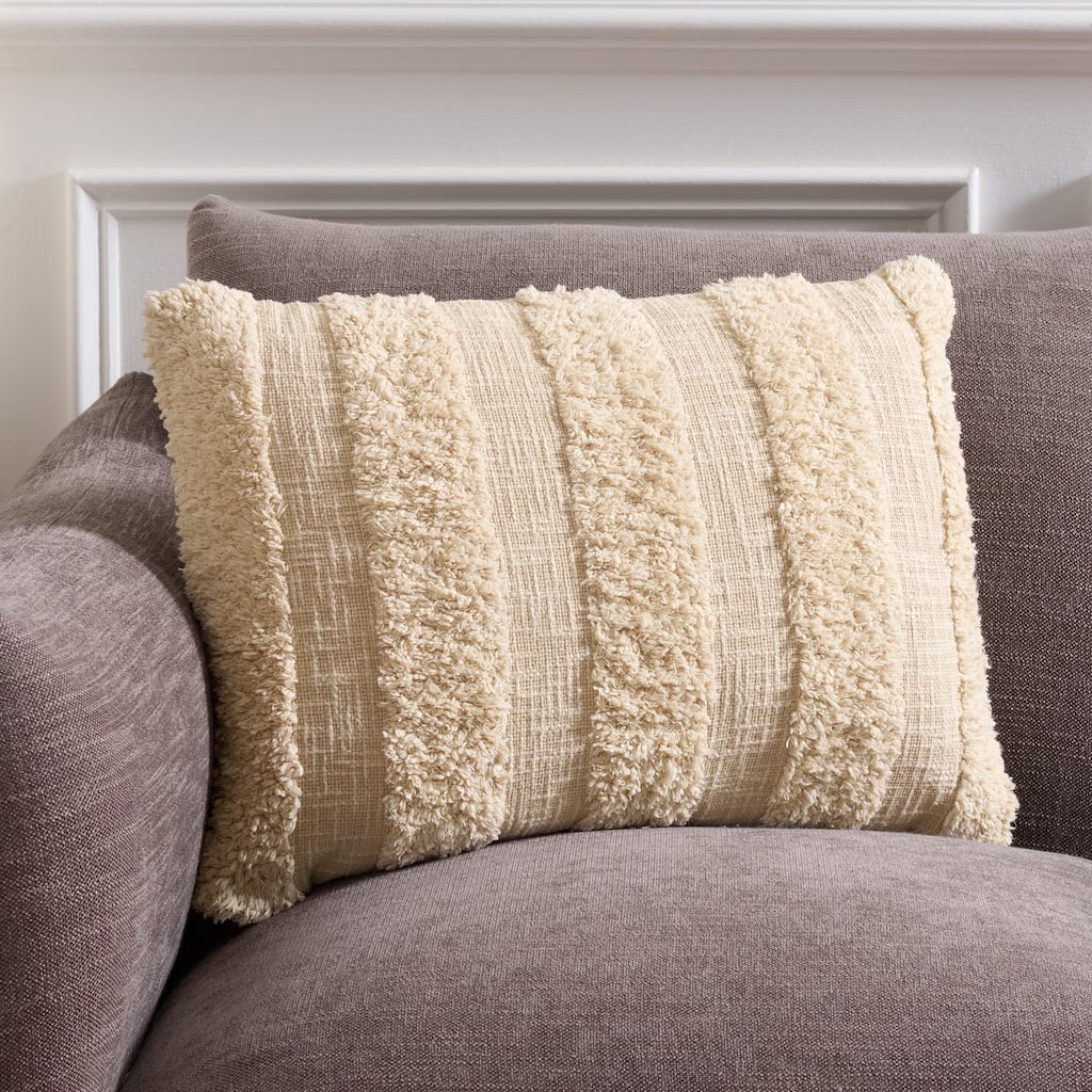 SAFAVIEH Home Maja 15"W X 23"L Natural Cotton Decorative Throw Pillow