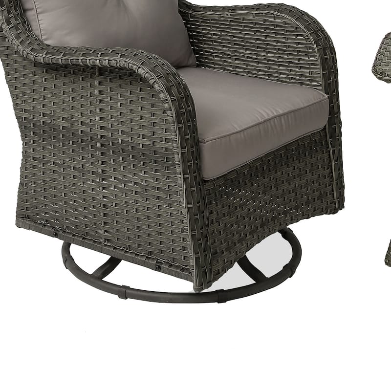 3 Piece Rattan Patio Bistro Set Outdoor Swivel Rocker Chairs