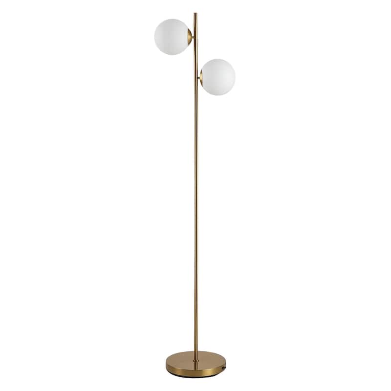 HOMCOM Modern Floor Lamp with 2 Globe Lamp Shade Contemporary Decorative LED Standing Light