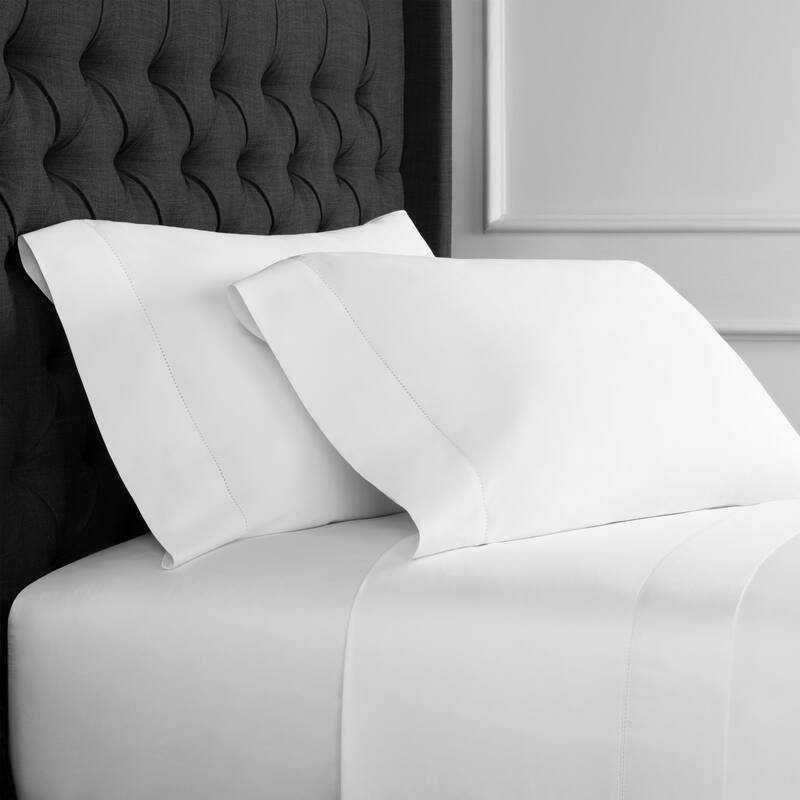 Broadway Collection 1000 Thread Count Hemstitch Bed Sheet Set with Extra Pillowcase - WHITE - King