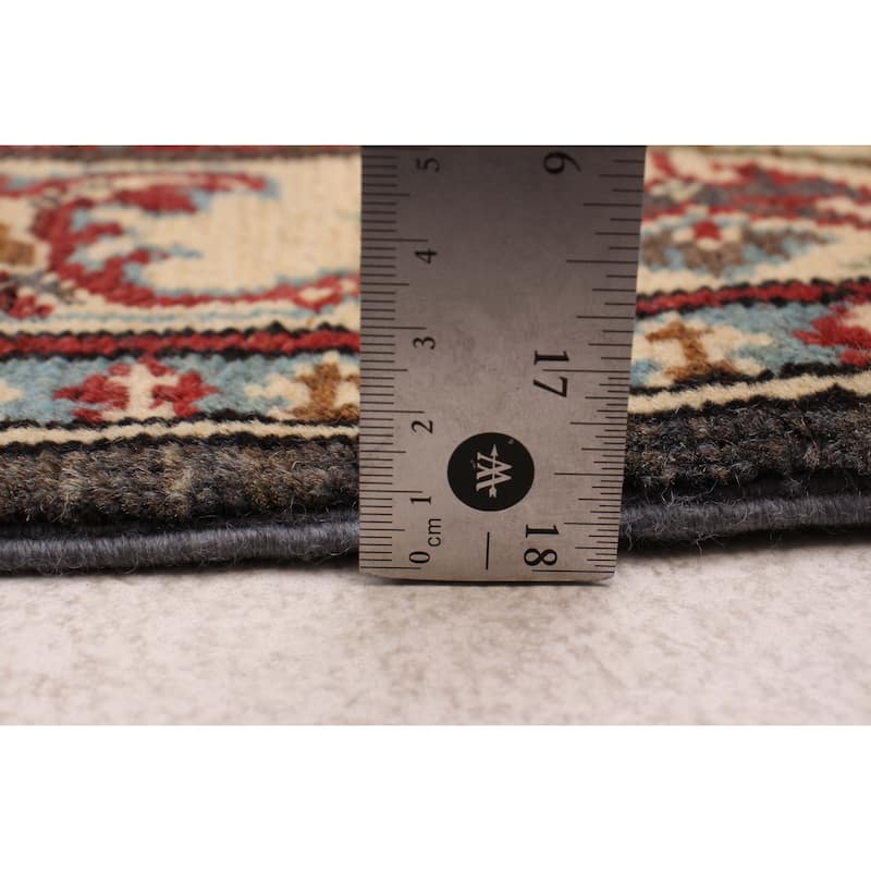 ECARPETGALLERY Hand-knotted Uzbek Ghazni Dark Grey Wool Rug - 2'2 x 5'9