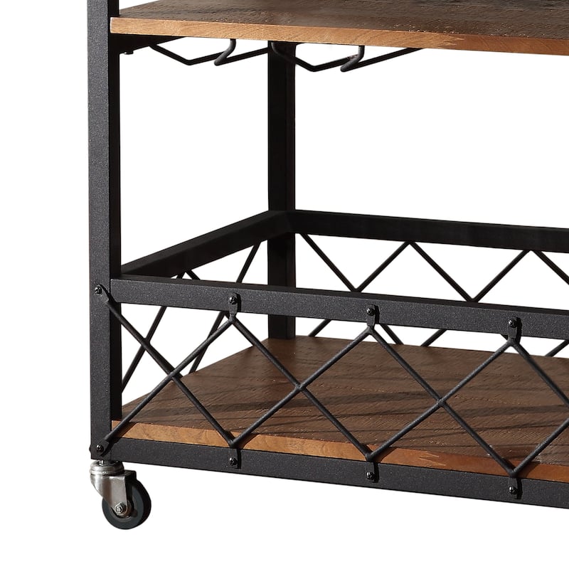 Myra Rustic Serving Cart with Wine Inserts and Removable Tray Top by iNSPIRE Q Classic