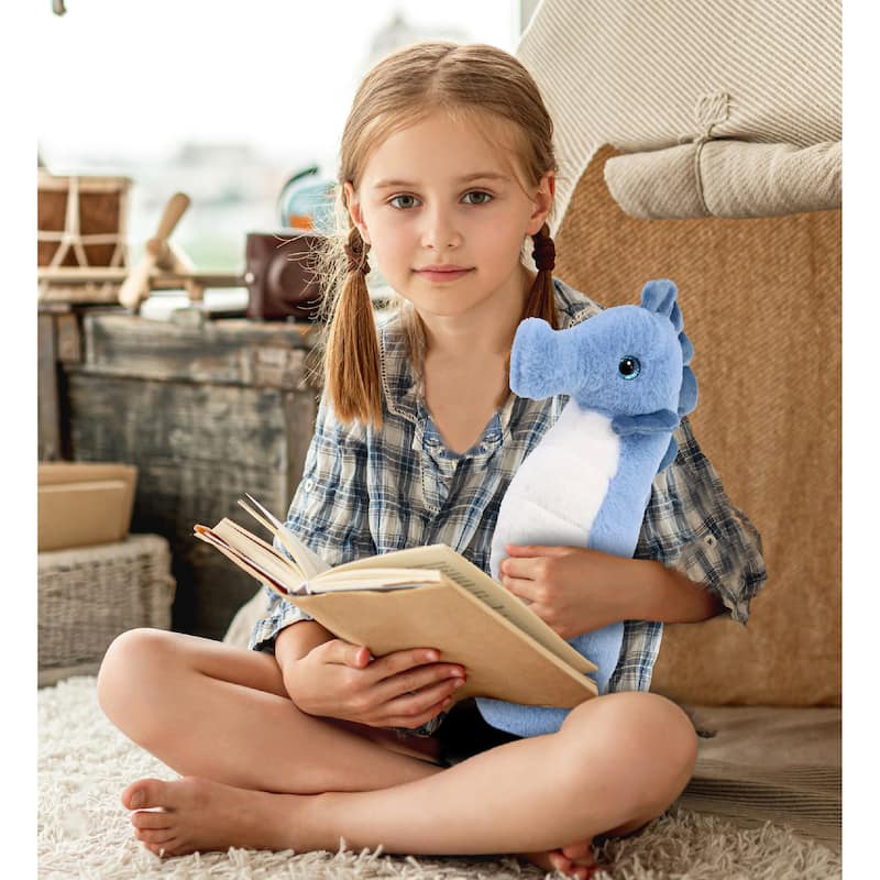 DolliBu Blue Seahorse Super Soft Stuffed Animal for Kids and Adults - 12 inches
