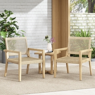 Kiara Wicker and Acacia Wood Outdoor Club Chairs by Christopher Knight Home