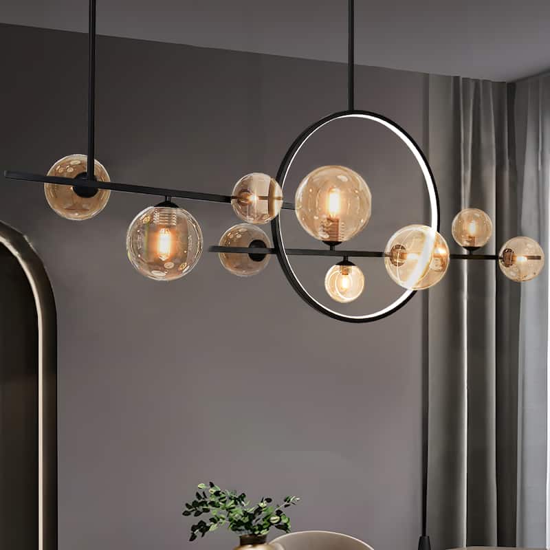 56in. 10-Light Sputnik Island Linear Pendant Lamp