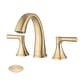 preview thumbnail 14 of 17, Vanityfair 8" Widespread Double Handles Bathroom Sink Faucet with Drain Assembly Brushed Gold