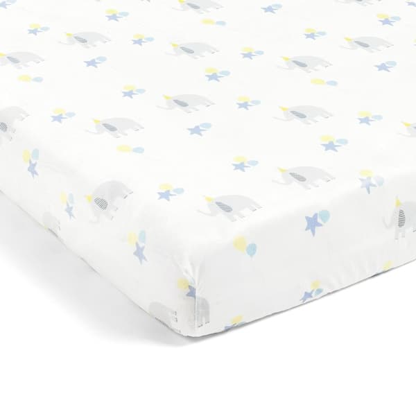 slide 2 of 6, Lush Decor Baby Elephant Balloon Soft & Plush Fitted Crib Sheet - 52"x 28" x 9"
