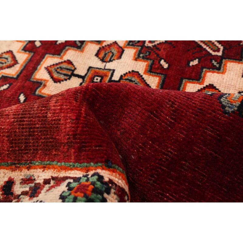 ECARPETGALLERY Hand-knotted Melis Vintage Dark Red Wool Rug - 4'2 x 8'10