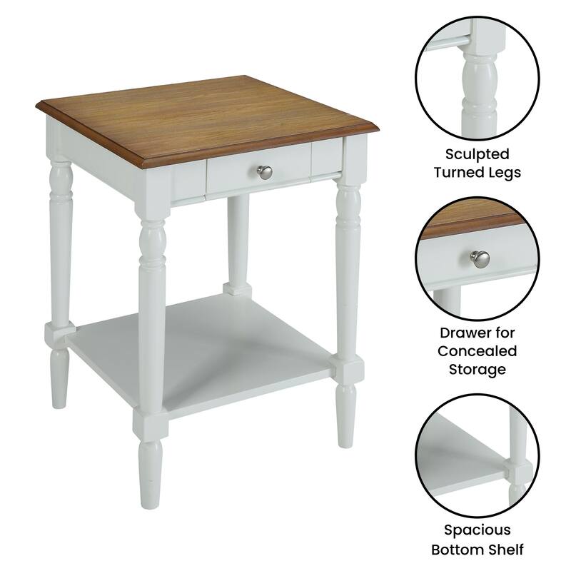 Convenience Concepts French Country 1 Drawer End Table with Shelf