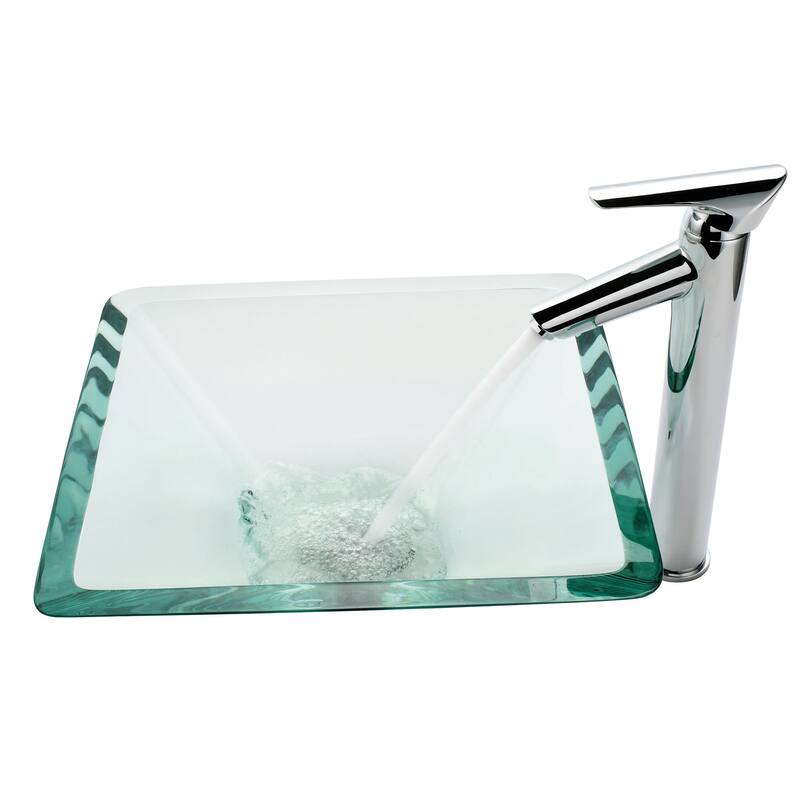 Kraus 16-1/2" Aquamarine Glass Vessel Bathroom Sink - Includes Pop-Up