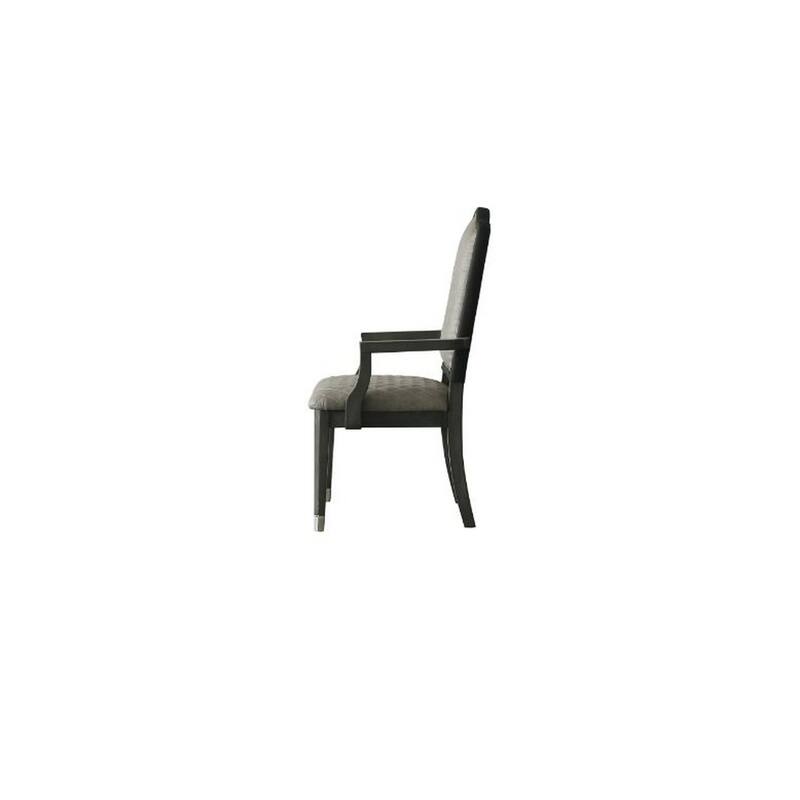 Arm Chair with Fabric Seat and Arched Top, Set of 2, Beige