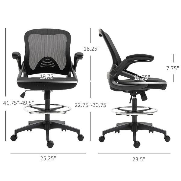 Mesh Drafting Chair with Footrest Ring, Ergonomic Tall Office Chair, Swivel Chair with Lumbar Support and Adjustable Seat Height