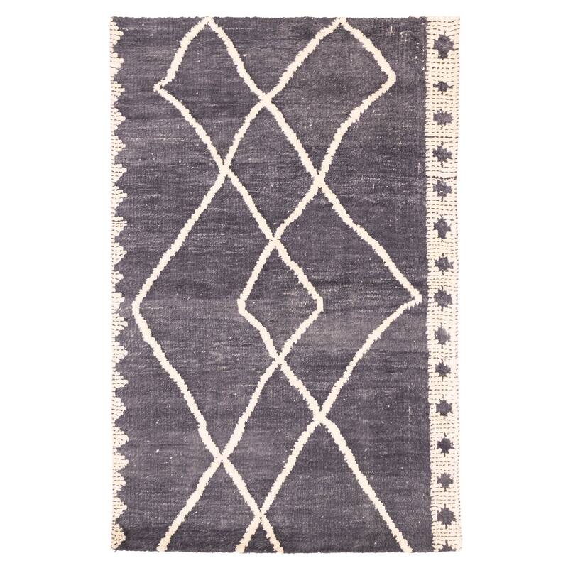 ECARPETGALLERY Hand-knotted Tangier Dark Grey Wool Rug - 5'2 x 8'0