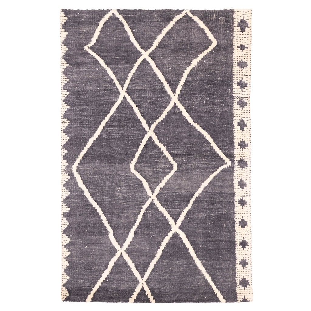 ECARPETGALLERY Hand-knotted Tangier Dark Grey Wool Rug - 5'2 x 8'0