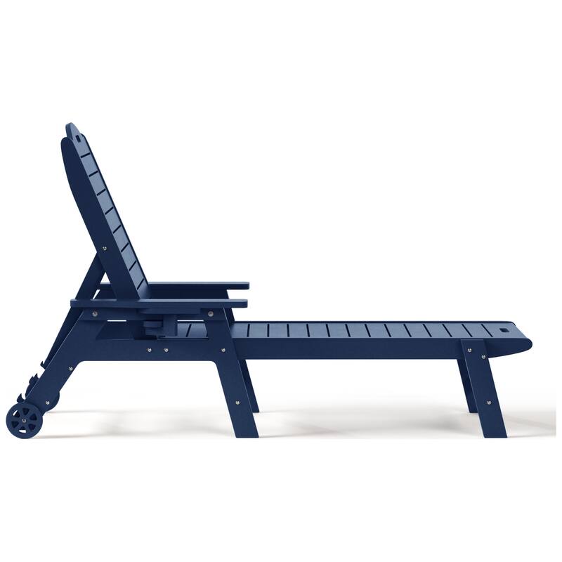 Brighton Outdoor 2-Piece Poly Reclining Chaise Set with Wheels & Cup Holder