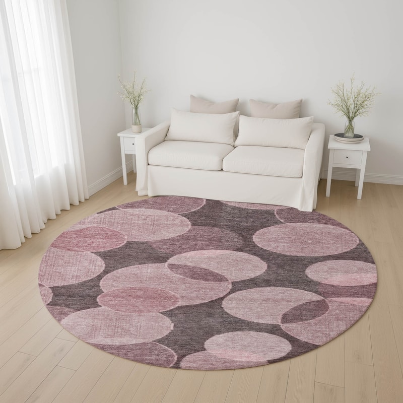 Premium Washable Super Soft Contemporary Bubbles Mayfield Rug - Blush - 8' x 8'