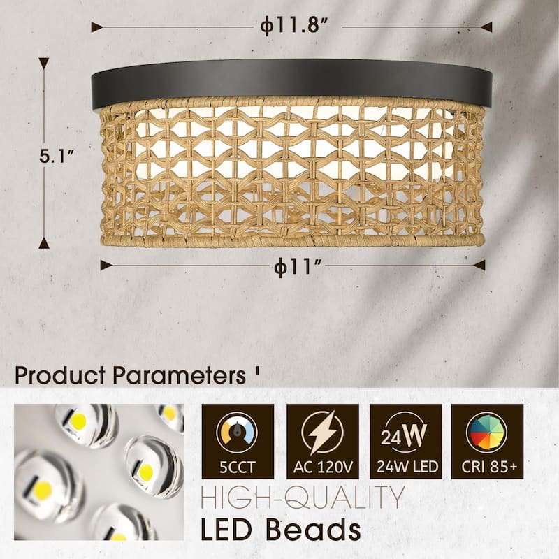 12'' 24W Flush Mount Ceiling Light 3000K/3500K/4000K/5100K/6500K