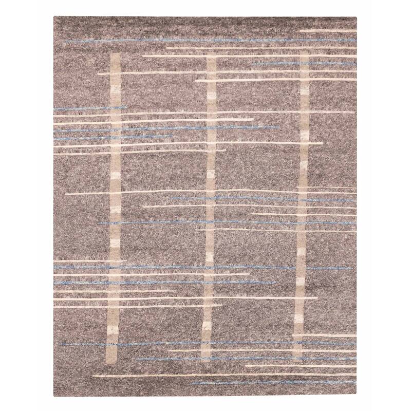 ECARPETGALLERY Hand-knotted Tangier Dark Grey Wool Rug - 8'2 x 9'10
