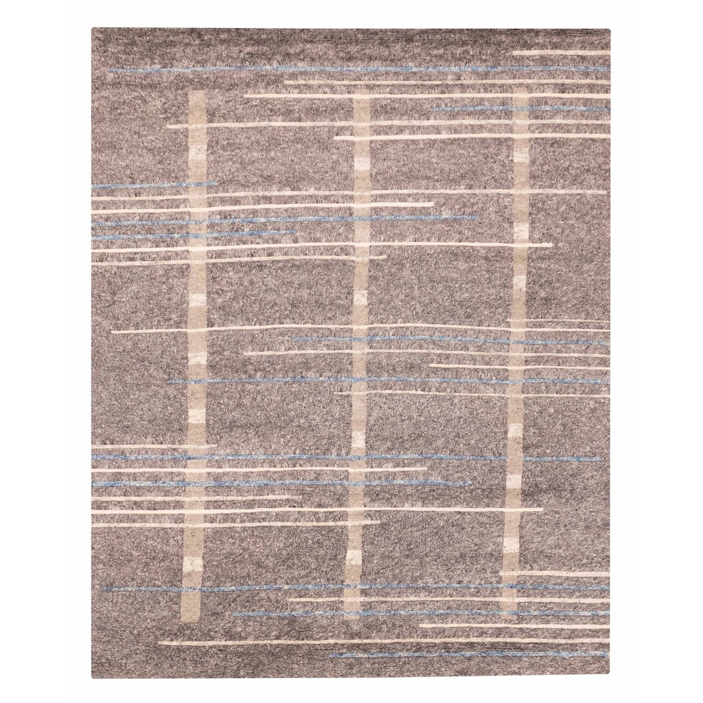 ECARPETGALLERY Hand-knotted Tangier Dark Grey Wool Rug - 8'2 x 9'10
