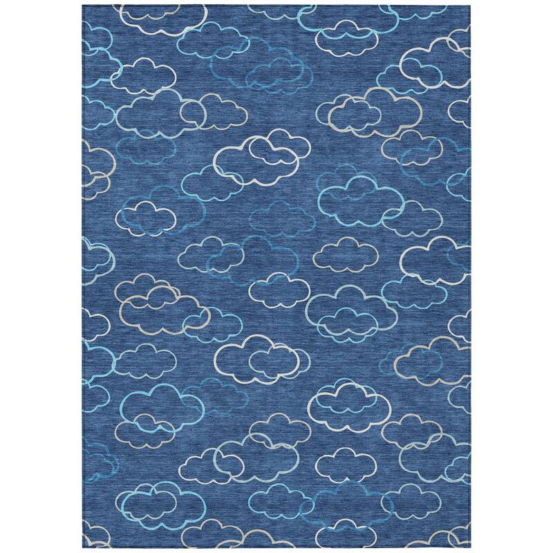 Machine Washable Indoor/ Outdoor Modern Clouds Chantille Rug