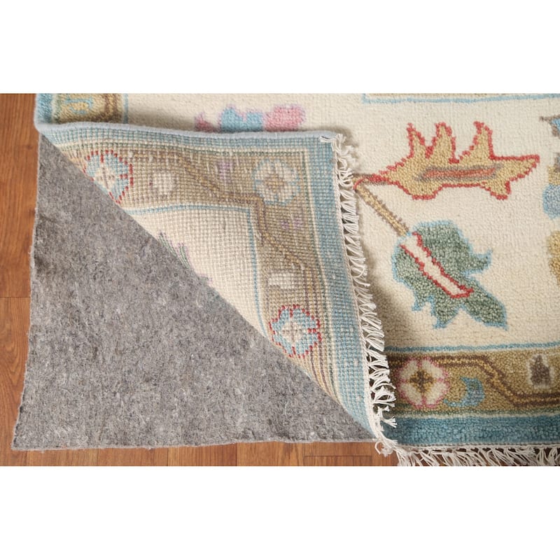 Light Blue Oushak Oriental Area Rug Handmade Floral Wool Carpet - 9'0"x 11'10"